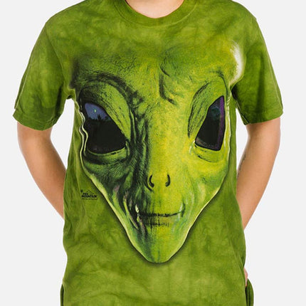 Green Alien Face Tee- worn by model