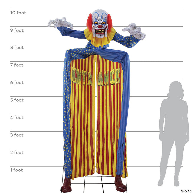 10' Animated Looming Clown Archway- size comparison