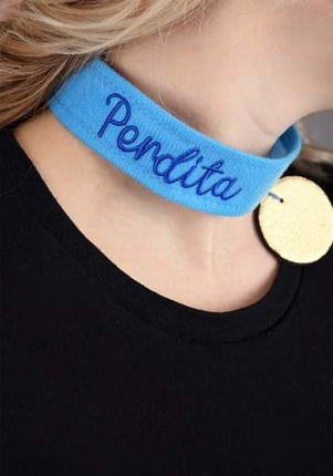 101 Dalmatians- Perdita Headband, Collar, & Tail Kit- collar up close, side view to see "Perdita"