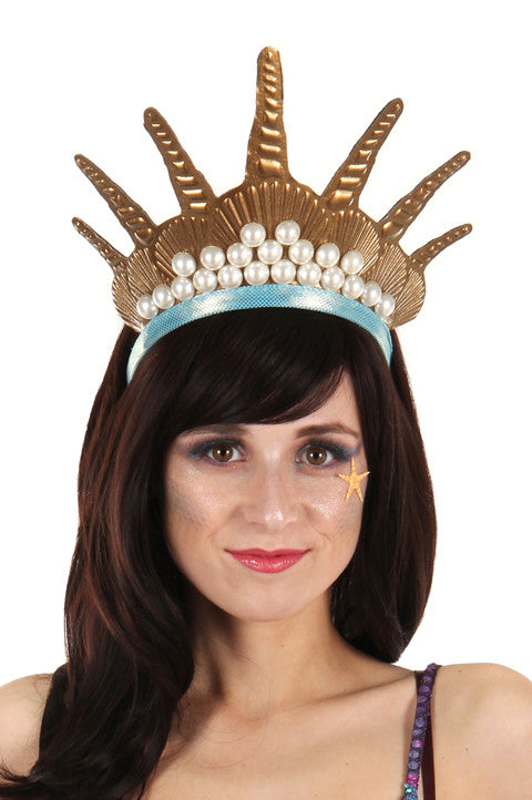 Mermaid Queen Crown Headband- worn by adult model close up