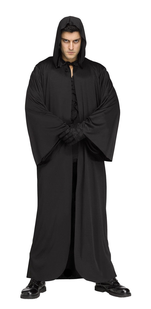 Black Hooded Robe- front view