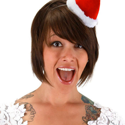 Mini Plush Santa Hat- worn by adult model