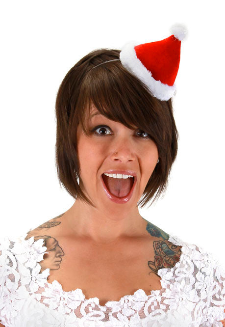 Mini Plush Santa Hat- worn by adult model