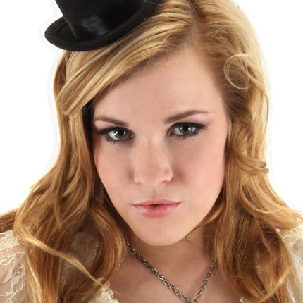 Mini Black Bowler Hat- worn by model