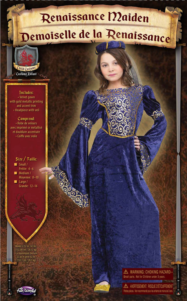 Renaissance Maiden Child Costume- packaging