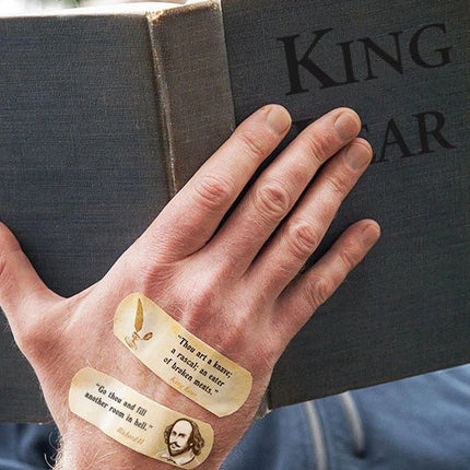 Shakespearean Insult Bandages on hand