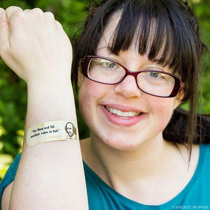 Shakespearean Insult Bandages on girl's arm