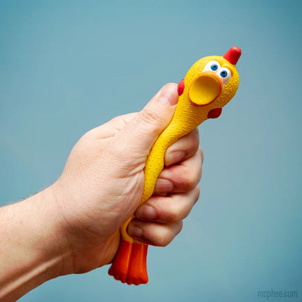 Stress Rubber Chicken- being squeezed