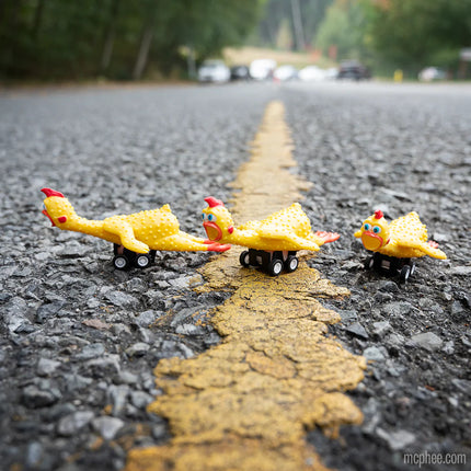 Racing Rubber Chicken- in street