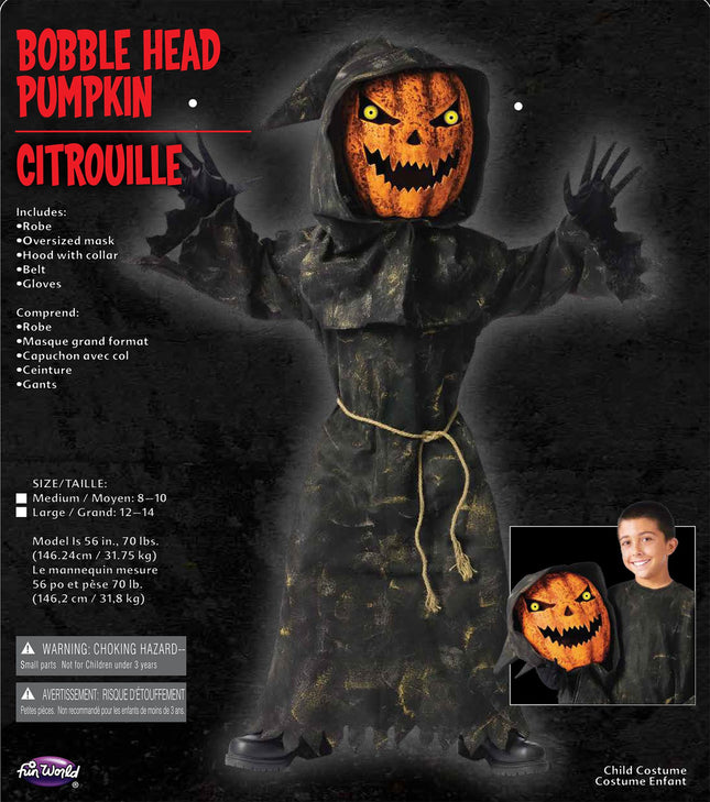 Bobble Head Pumpkin Child Costume- package
