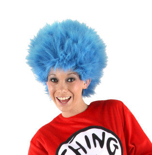 Dr. Seuss- Thing 1&2 Plush Adult Wig- worn by female model