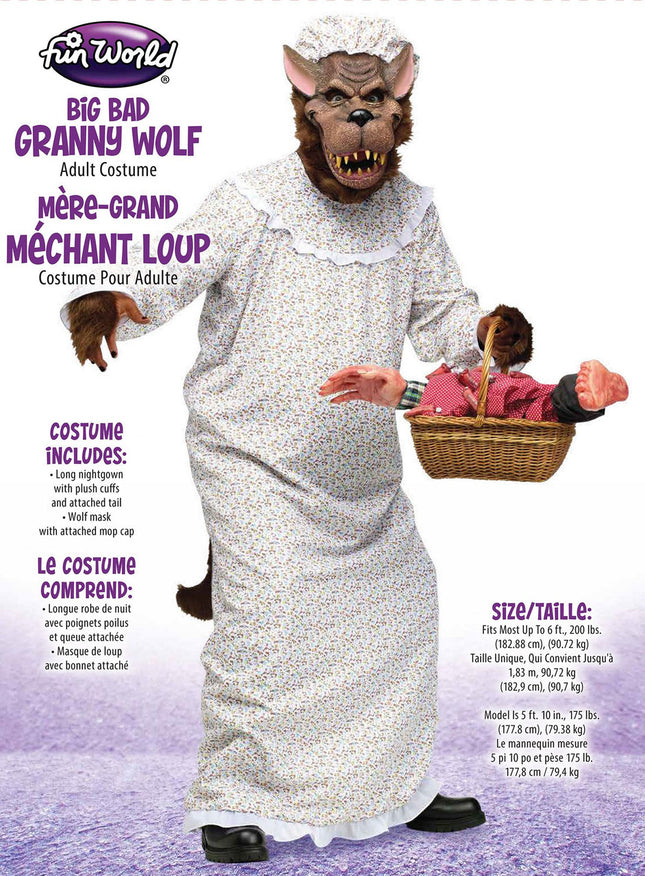 Adult Big Bad Granny Wolf Costume- package