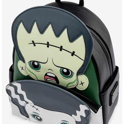 Universal Monsters Chibi Frankenstein And Bride Mini Backpack- top view