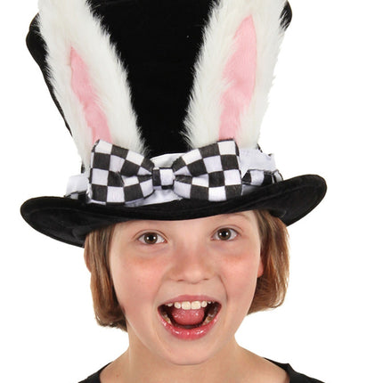Kids White Rabbit Topper Plush Hat- worn by child model