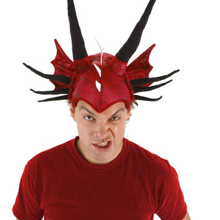 Soft Horned Plush Dragon Hat- worn by adult model