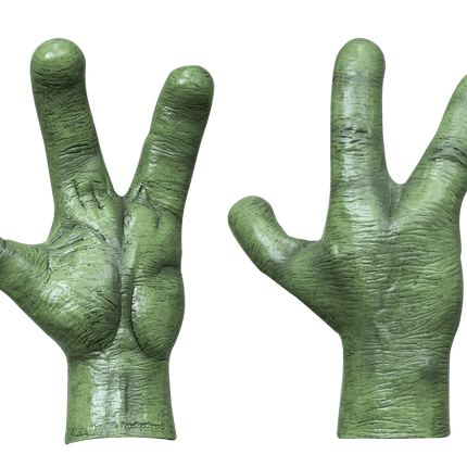 Green Alien Hands (Gloves)- front and back view