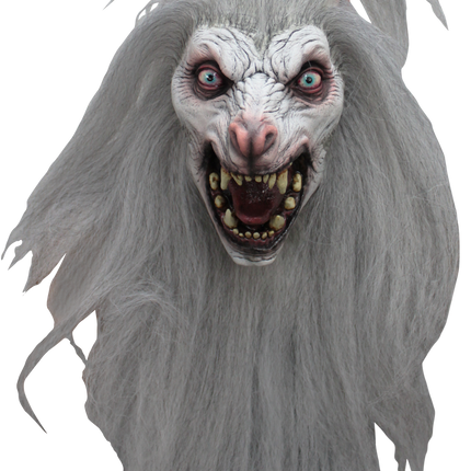 White Moon Wolf Mask- front view