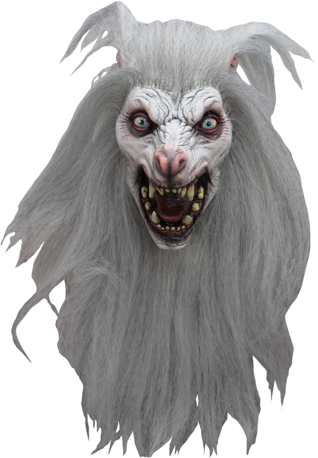 White Moon Wolf Mask- front view