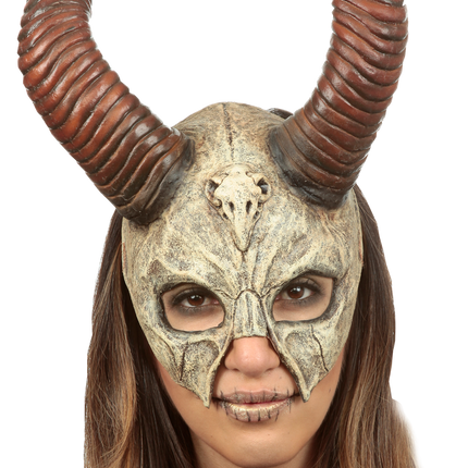 Mythical Horned Skull Half Mask