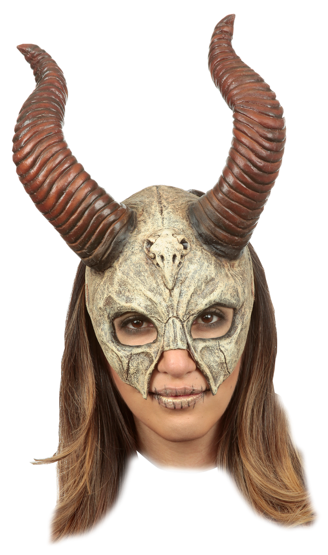 Mythical Horned Skull Half Mask