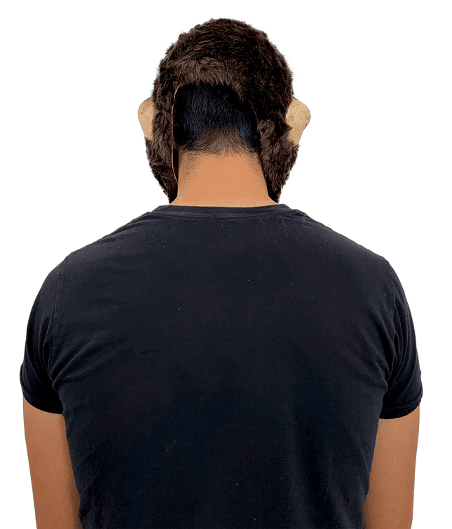 J. Chimp Mask- worn by model, back view