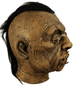 Shrunken Head Prop w/ Stitches & Mohawk- side view