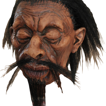 Shrunken Head w/ Facial Hair- front view