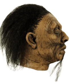 Shrunken Head w/ Facial Hair- right side view