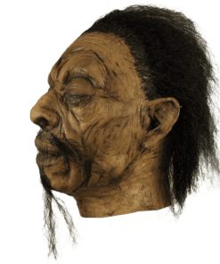 Shrunken Head w/ Facial Hair- left side view