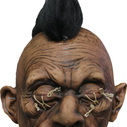 Shrunken Head Prop w/ Stitches & Mohawk- front view