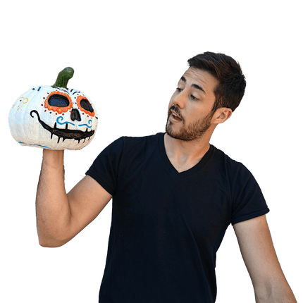 Day of the Dead Pumpkin Prop- held by model