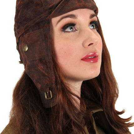Brown Aviator Hat- worn by model side view