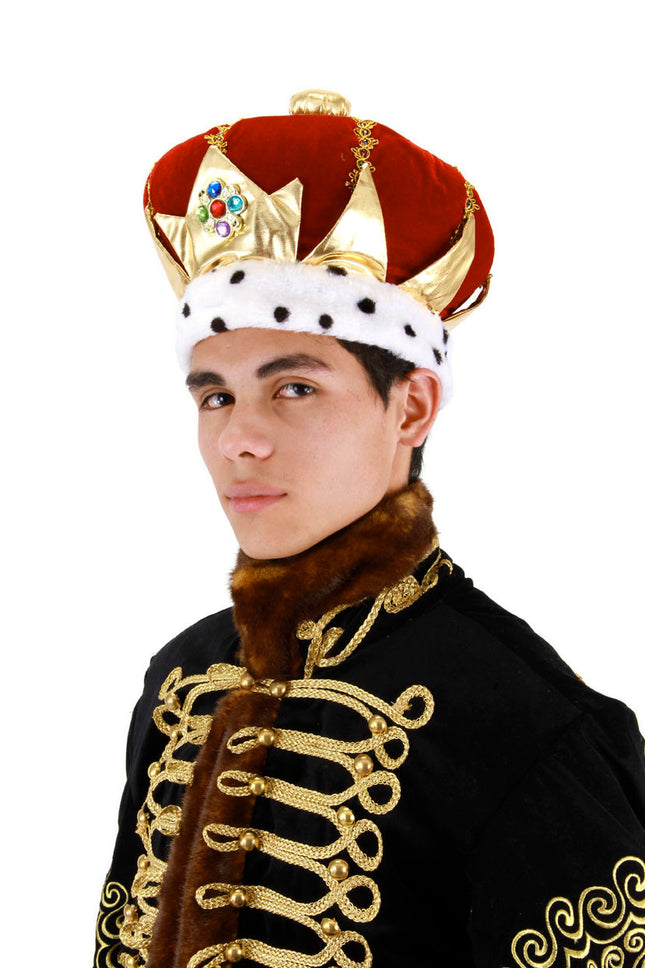 Red Plush King Hat- worn by model