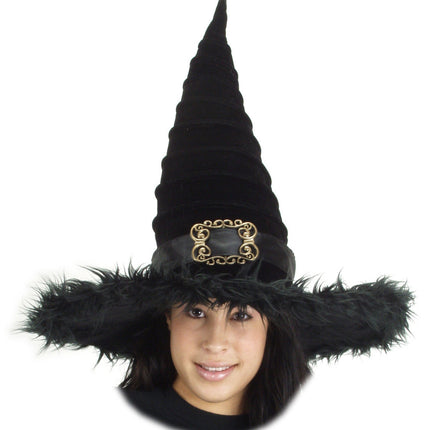 Black Ridged Witch Hat- worn by model