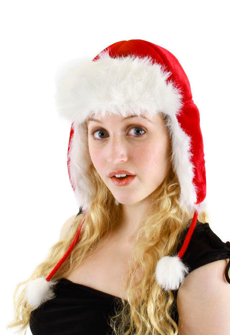 Santa Aviator Plush Hat- worn by model