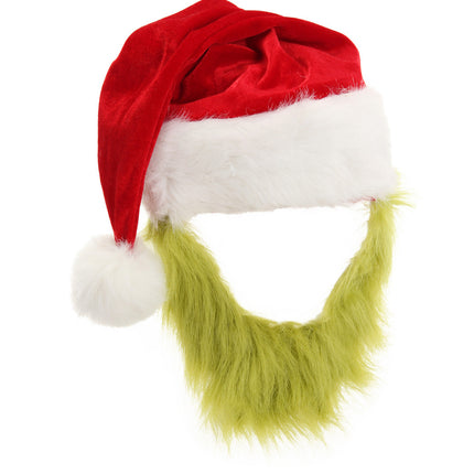 Dr. Seuss The Grinch Plush Hat with Beard- front view