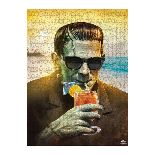 Frankenstein at the Beach Jigsaw Puzzle- completed puzzle