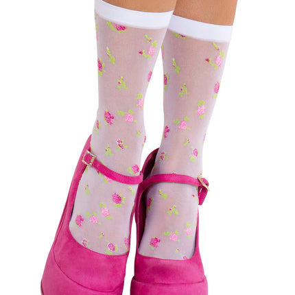 Rosette Jacquard Anklet Sock