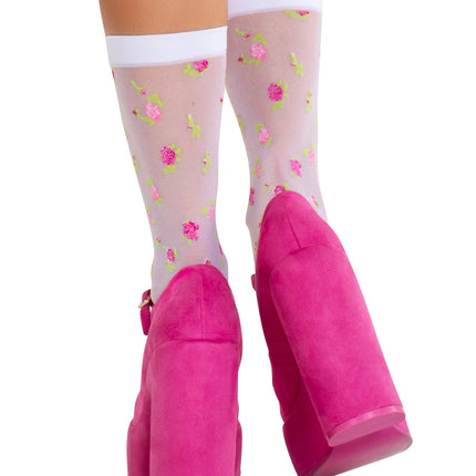 Rosette Jacquard Anklet Sock