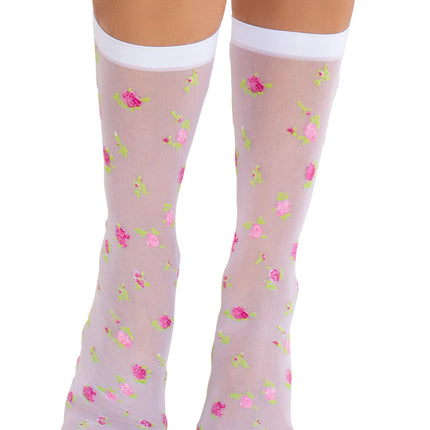 Rosette Jacquard Anklet Sock