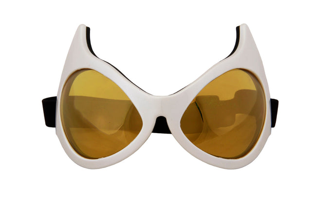 White & Gold Cat Eye Goggles- front view