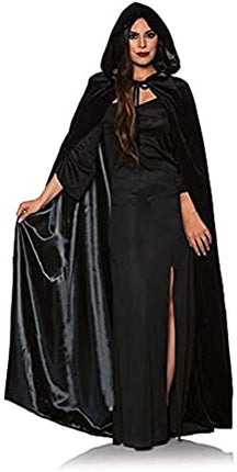 Underwraps Black Velvet Hooded Cape with Satin Lining Adult One Size