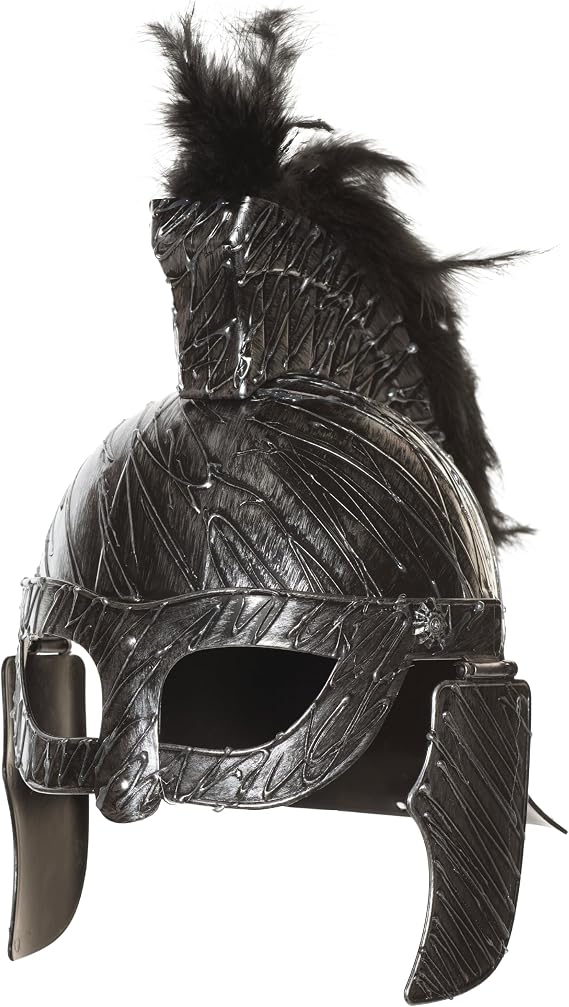 Underwraps Dark Roman Helmet with Black Plume and Gladitor Mask