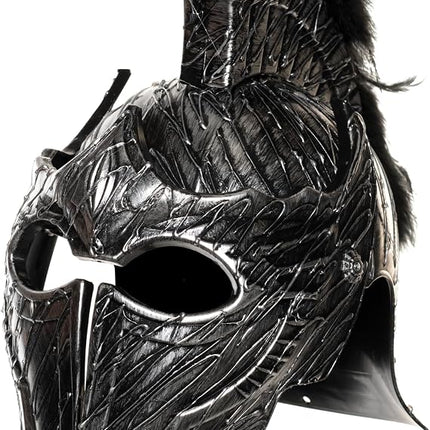 Underwraps Dark Roman Helmet with Black Plume and Half Mask