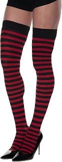 Red & Black Striped Thigh High