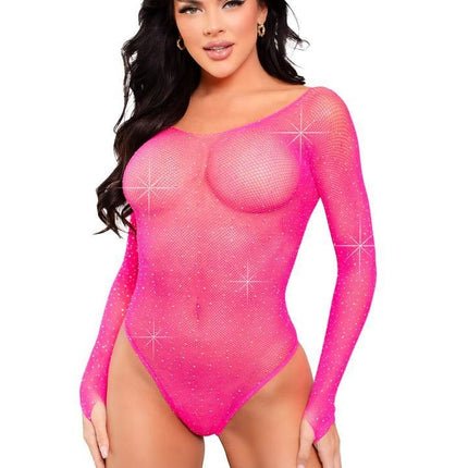 Neon Pink Rhinestone Bodysuit
