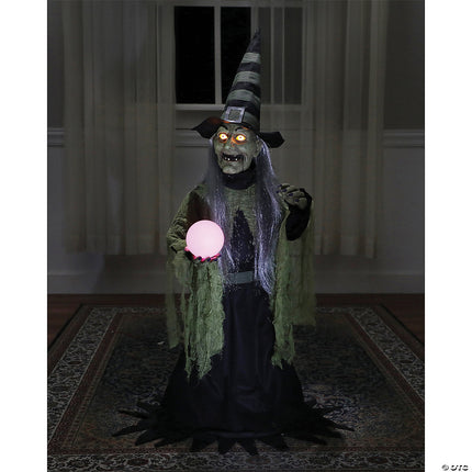 36" Fortune Teller Witch Animated Prop- front view
