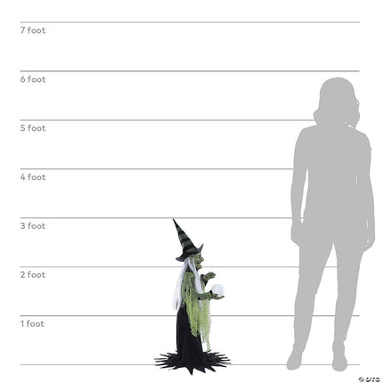 36" Fortune Teller Witch Animated Prop- size comparison