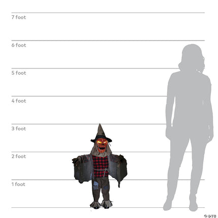 36" Twitching Scarecrow Animated Prop- size comparison