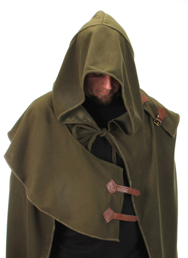 Green Elven Cloak- close up front view